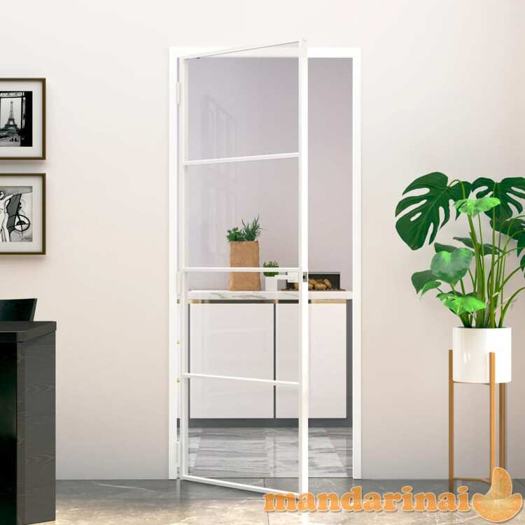Vidaus durys, baltos, 83x201,5cm, grūdintas stiklas/aliuminis