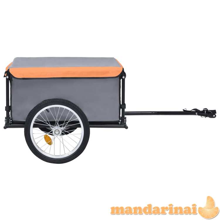 Krovininė dviračio priekaba, pilkos ir oranžinės spalvos, 65kg