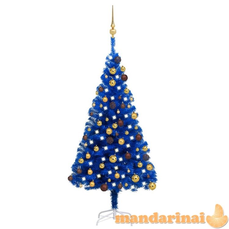 Dirbtinė kalėdų eglutė su žaisliukais, mėlyna, 120cm, pvc