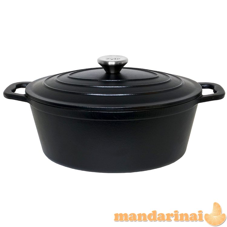 Ovalus emaliuotas ketaus puodas 