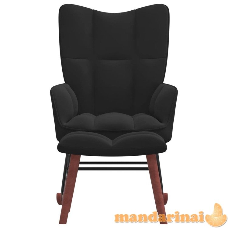 Supama kėdė su pakoja, juodos spalvos, aksomas