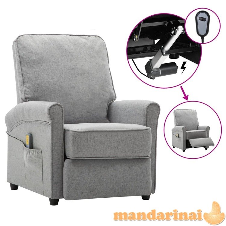 Elektrinis masažinis krėslas, šviesiai pilkos spalvos, audinys