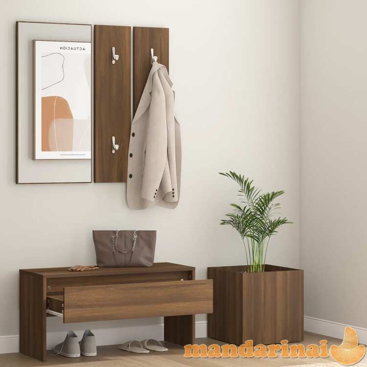 Koridoriaus baldų komplektas, rudas ąžuolo, apdirbta mediena