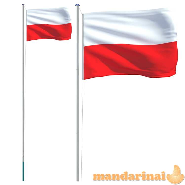 Lenkijos vėliava su stiebu, aliuminis, 6,23m