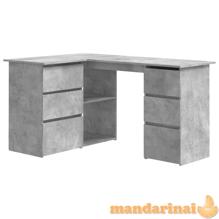 Kampinis rašomasis stalas, betono pilkas, 145x100x76cm, mdp
