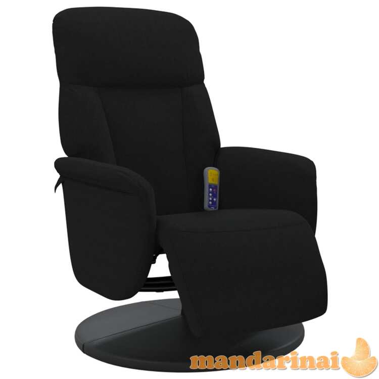 Atlošiama masažinė kėdė su pakoja, juodos spalvos, aksomas