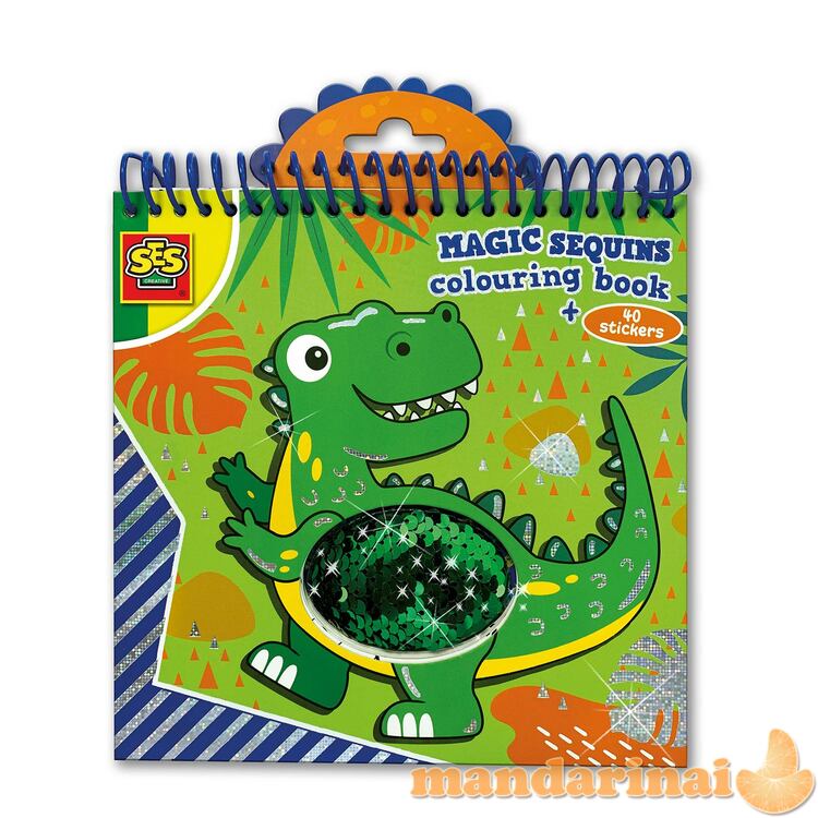 SES Magiška spalvinimo knygelė su blizgučiais „Dinozaurai“