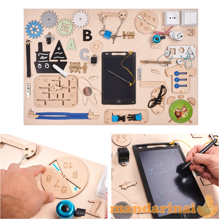 Sensorinė medinė manipuliacinė lenta 75x50cm