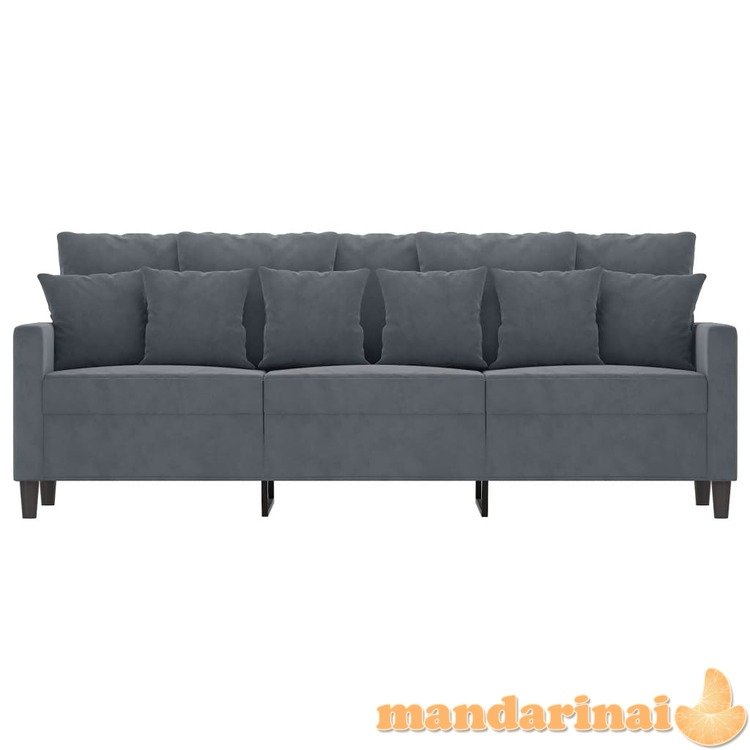 Trivietė sofa, tamsiai pilkos spalvos, 180cm, aksomas