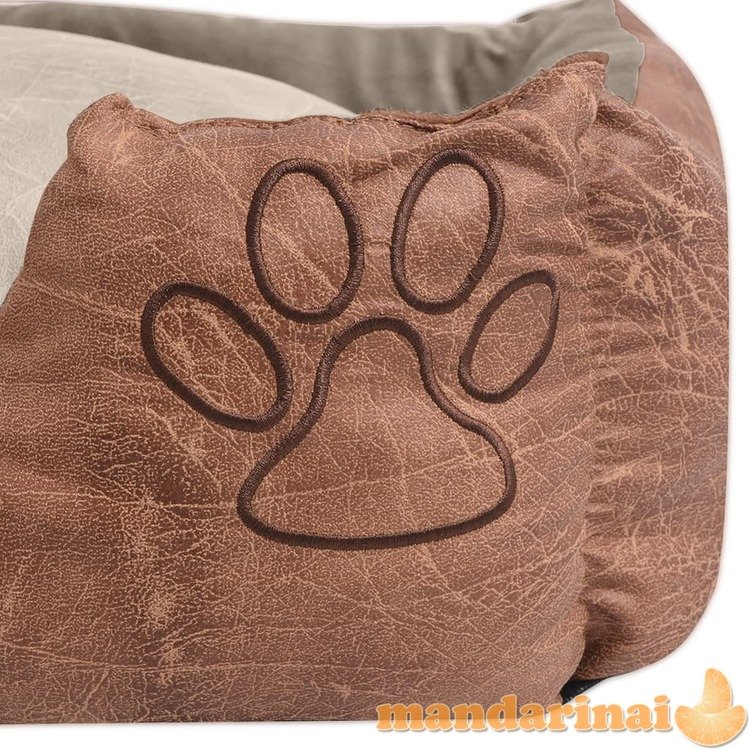 Šuns guolis su pagalvėle, pu, dirbtinė oda dydis l, smėlinis