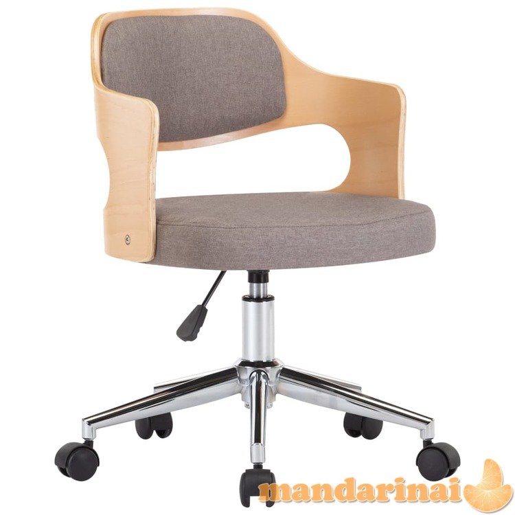 Pasukama biuro kėdė, taupe spalvos, išlenkta mediena ir audinys