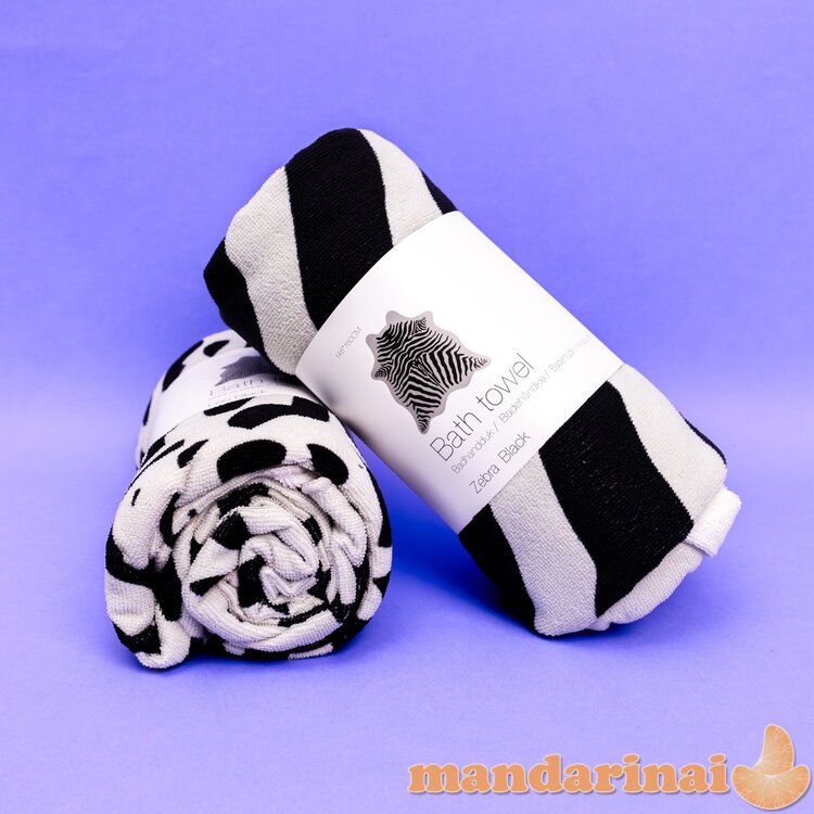 Zebra Black vonios rankšluostis - baltai juodas
