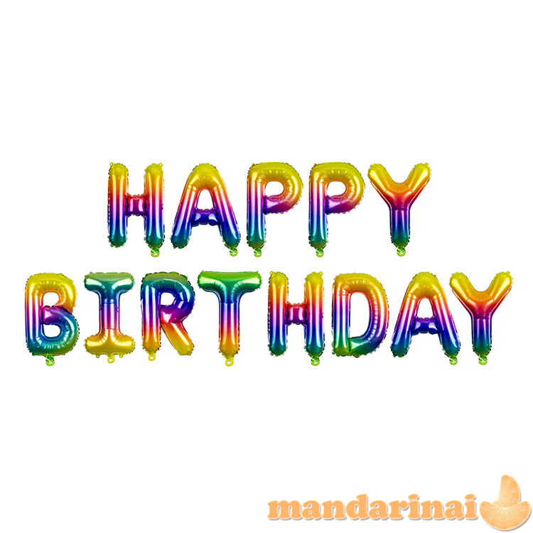 Folinis balionas Happy Birthday - vaivoryk&scaron;tės spalvų