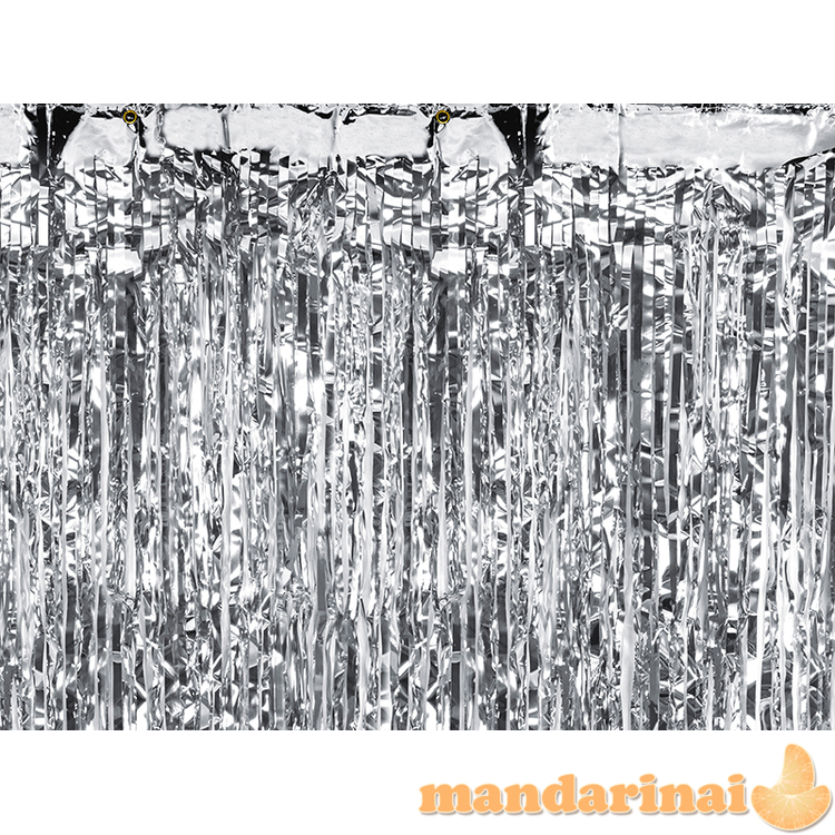 Party curtain, silver, 0.9 x 2.5m