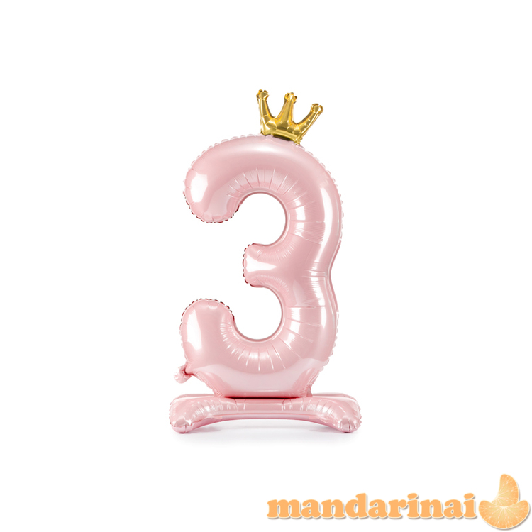 Standing foil balloon Number   3   , 84 cm,  light pink