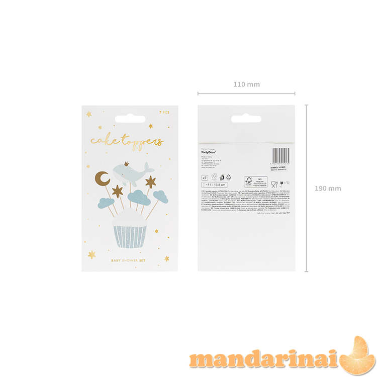 Cupcake toppers - Whale, 11-13.5 cm (1 pkt / 7 pc.)