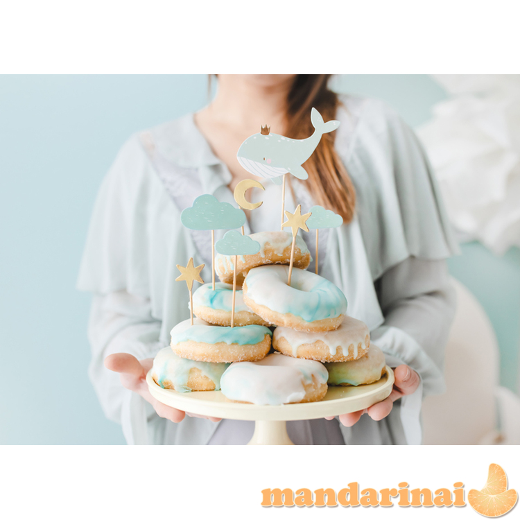 Cupcake toppers - Whale, 11-13.5 cm (1 pkt / 7 pc.)