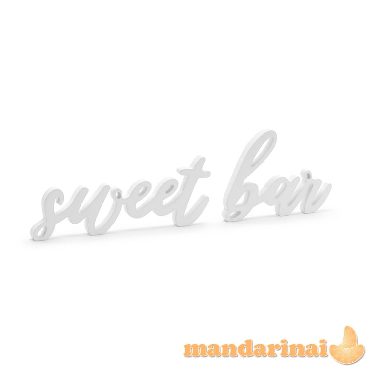 Wooden inscription Sweet bar, white, 37x10cm