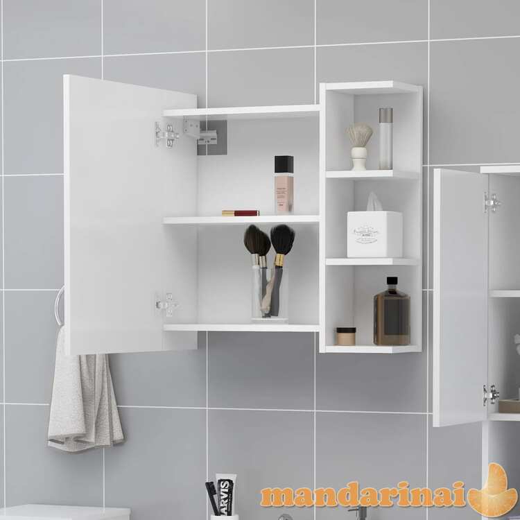 Veidrodinė vonios kambario spintelė, balta, 62,5x20,5x64cm, mdp
