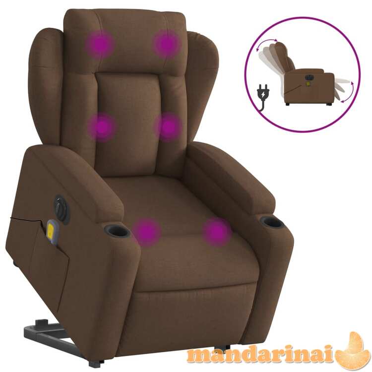 Atsistojantis elektrinis masažinis krėslas, rudas, audinys