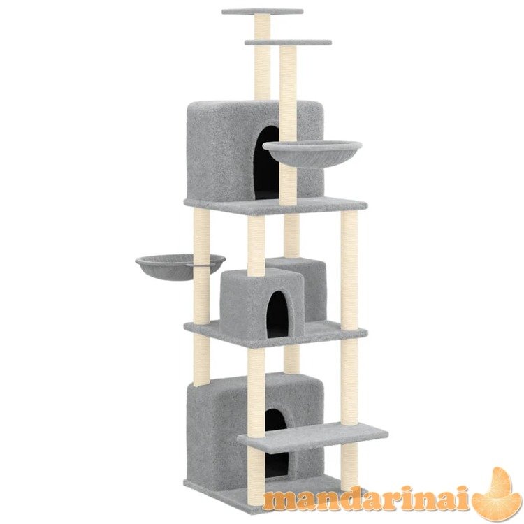 Draskyklė katėms su stovais iš sizalio, šviesiai pilka, 180cm