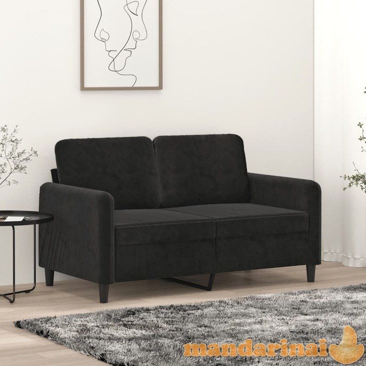 Dvivietė sofa, juodos spalvos, 120cm, aksomas