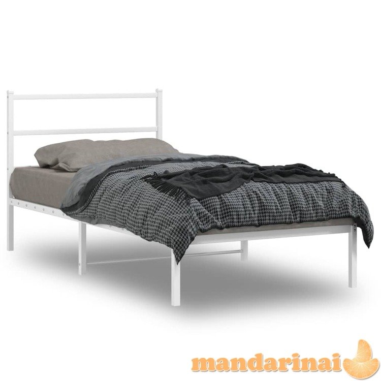 Metalinis lovos rėmas su galvūgaliu, baltos spalvos, 100x190cm