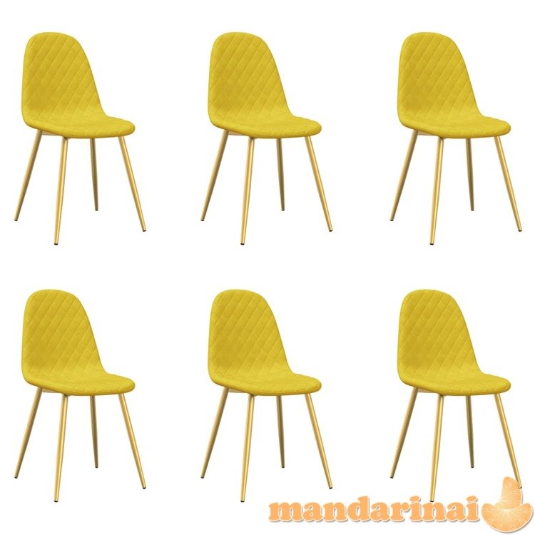 Valgomojo kėdės, 6vnt., garstyčių geltonos spalvos, aksomas