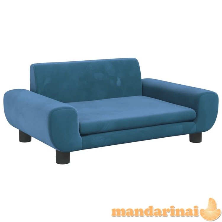 Vaikiška sofa, mėlynos spalvos, 70x45x33cm, aksomas