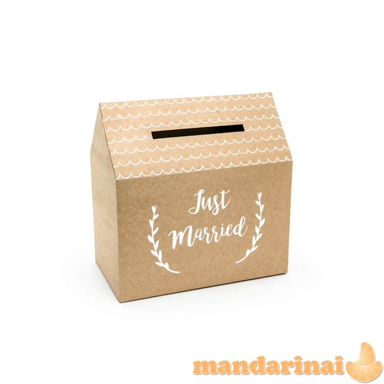 Wedding card box - Just Married, kraft, 30x30.5x16.5cm