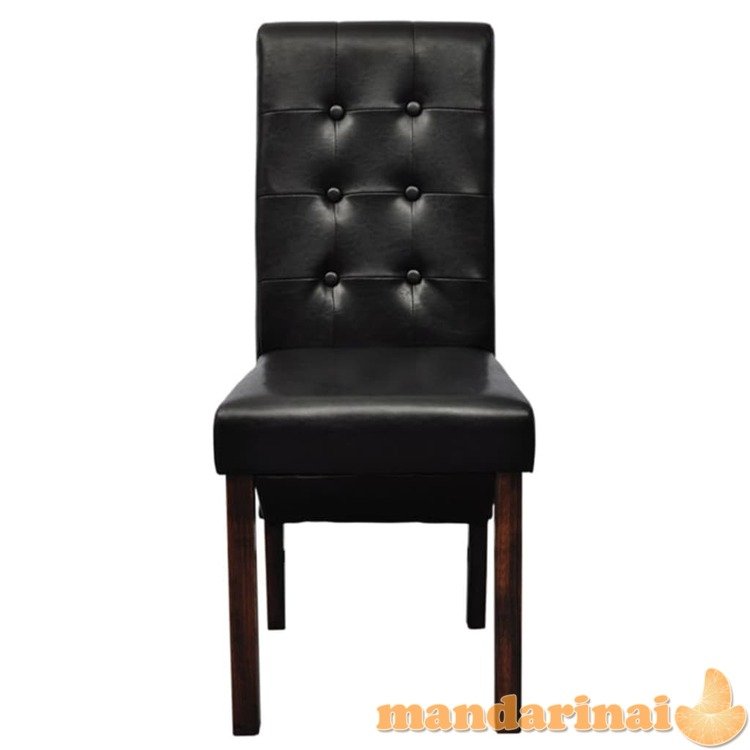 Valgomojo kėdės, 2 vnt., juodos, dirbtinė oda