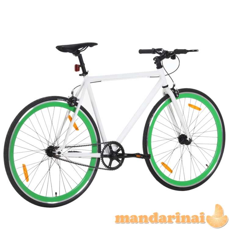 Fiksuotos pavaros dviratis, baltas ir žalias, 700c, 55cm