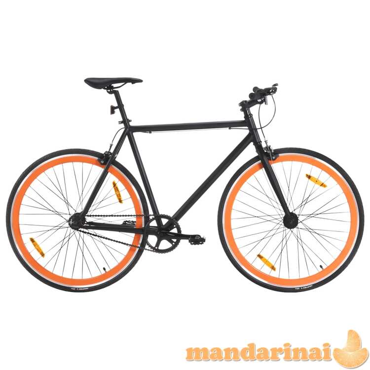 Fiksuotos pavaros dviratis, juodas ir oranžinis, 700c, 55cm