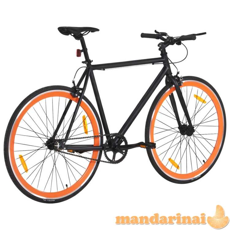 Fiksuotos pavaros dviratis, juodas ir oranžinis, 700c, 55cm