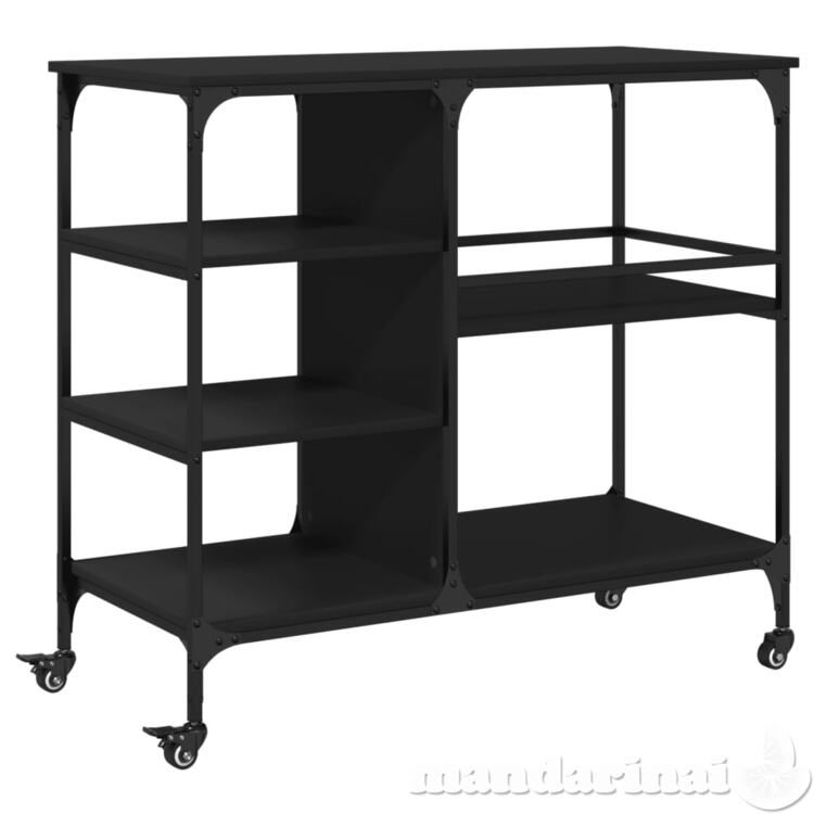 Virtuvės vežimėlis, juodas, 100x45x89,5cm, apdirbta mediena