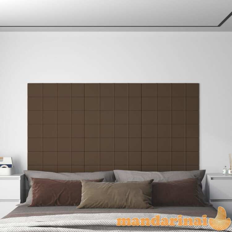 Sienų plokštės, 12vnt., rudos, 60x15cm, audinys, 1,08m²
