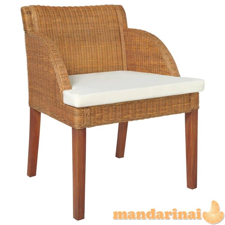 Valgomojo kėdė su pagalvėle, šviesiai ruda, natūralus ratanas