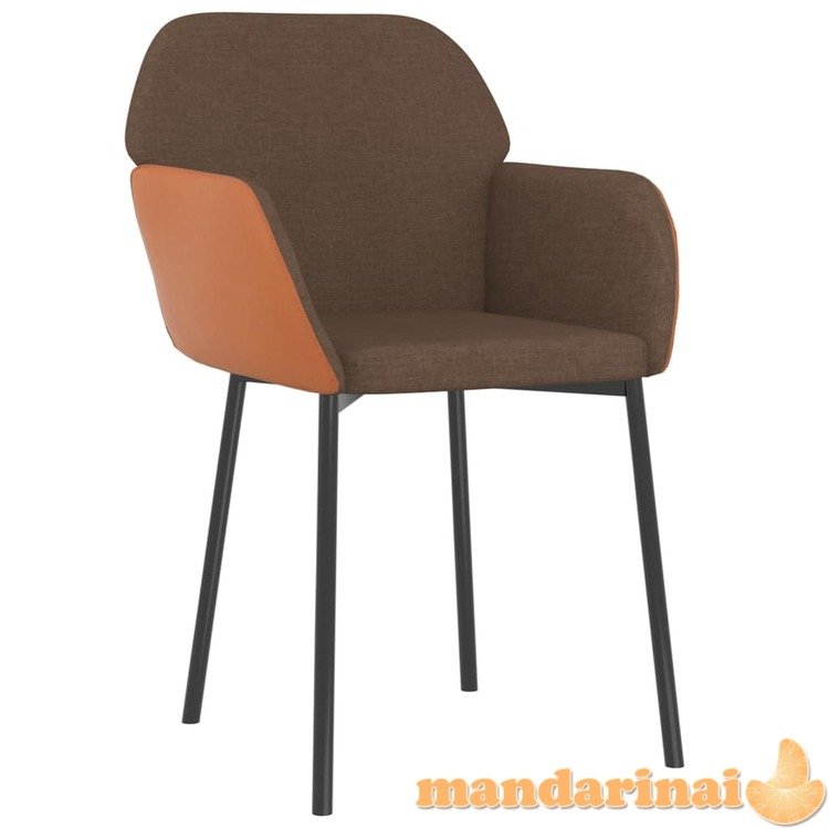 Valgomojo kėdės, 2vnt., rudos spalvos, audinys ir dirbtinė oda