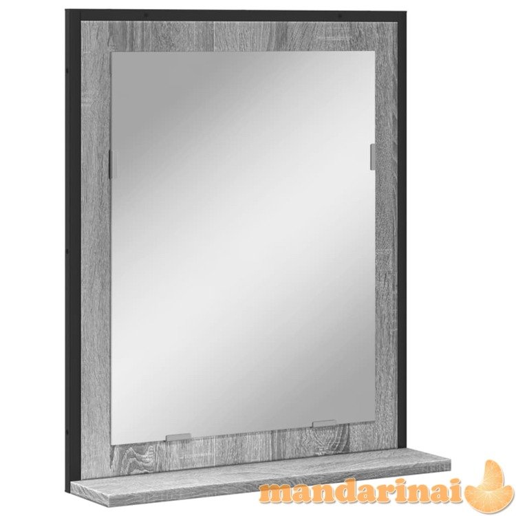Vonios veidrodis su lentyna, pilkas ąžuolo, 50x12x60cm, mediena