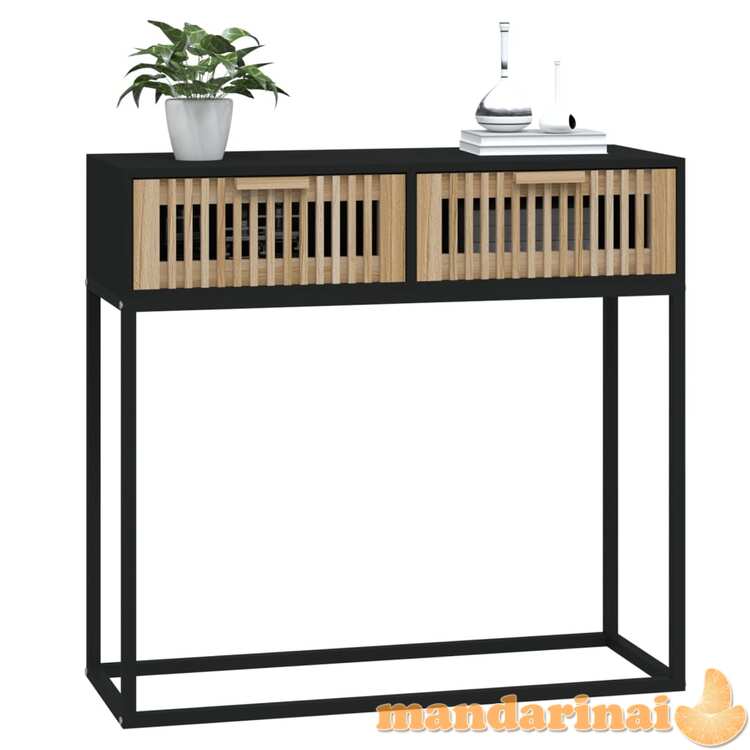Konsolinis staliukas, juodas, 80x30x75cm, mediena ir geležis
