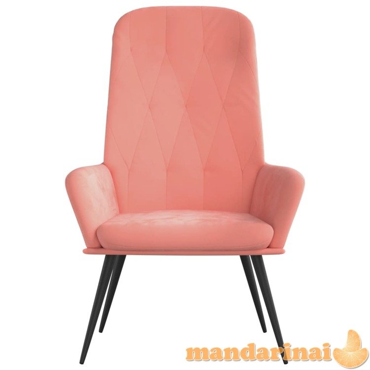 Poilsio kėdė, rožinės spalvos, aksomas