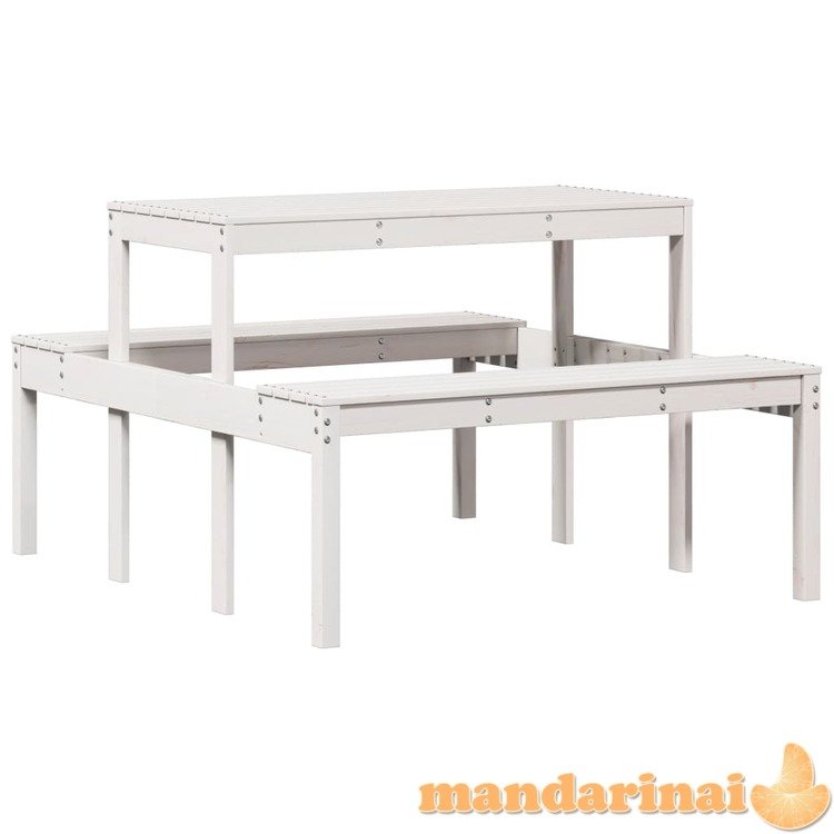 Iškylų stalas, baltas, 110x134x75cm, pušies medienos masyvas