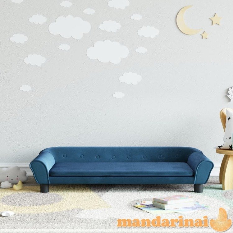 Vaikiška sofa, mėlynos spalvos, 100x50x26cm, aksomas