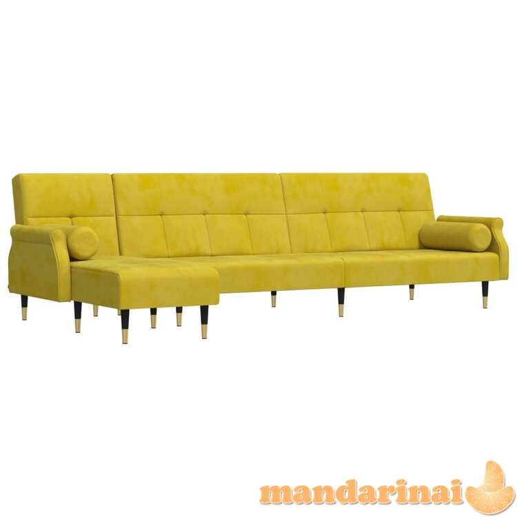 L formos sofa-lova, geltonos spalvos, 271x140x70cm, aksomas