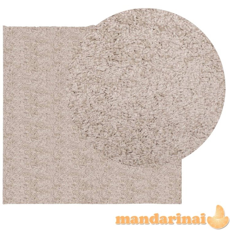 Shaggy tipo kilimas, smėlio spalvos, 120x120cm, aukšti šereliai