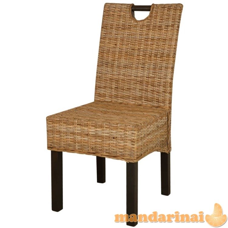 Valgomojo kėdės, 6 vnt., kubu ratanas, mango mediena