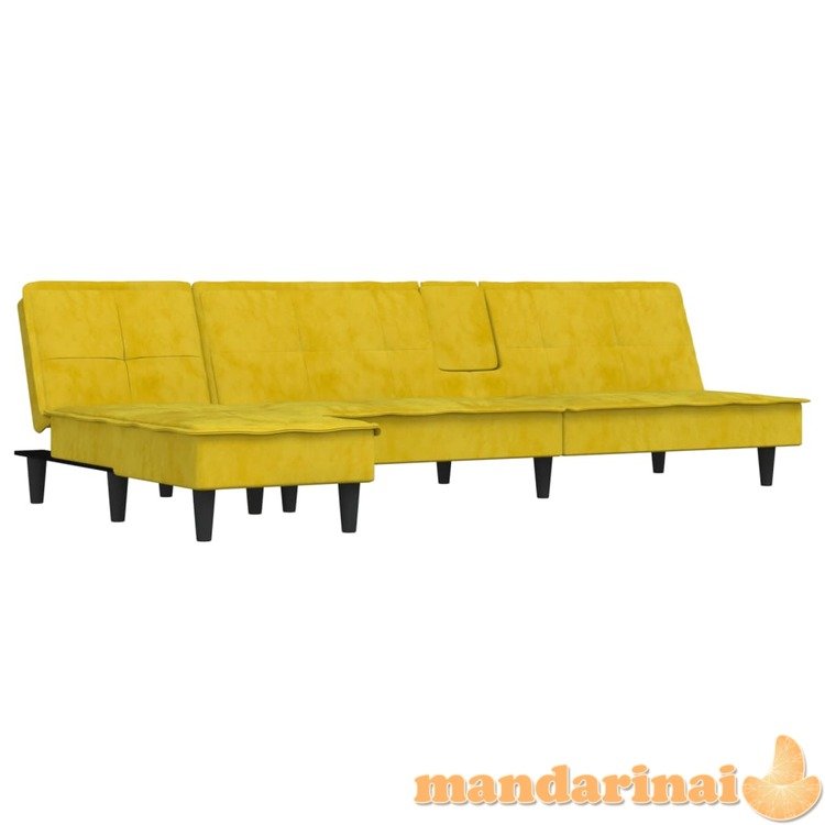 L formos sofa-lova, geltonos spalvos, 255x140x70cm, aksomas