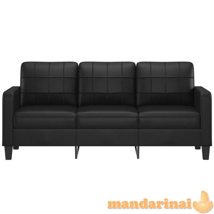 Trivietė sofa, juodos spalvos, 180cm, dirbtinė oda