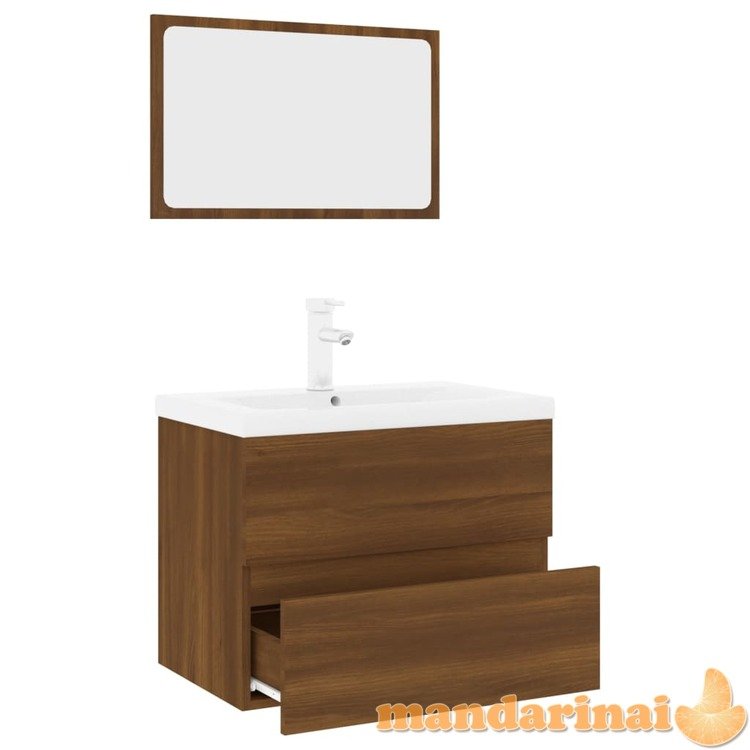 Vonios baldų komplektas, rudas ąžuolo, apdirbta mediena