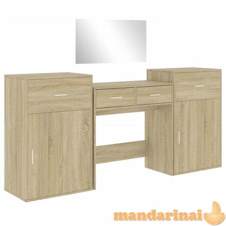 Kosmetinio staliuko komplektas, 4 dalių, ąžuolo, mediena